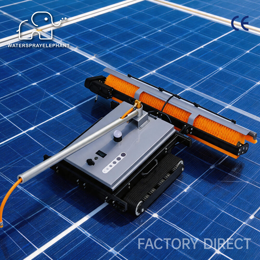 WSE-R01A cleaning robot on a solar array